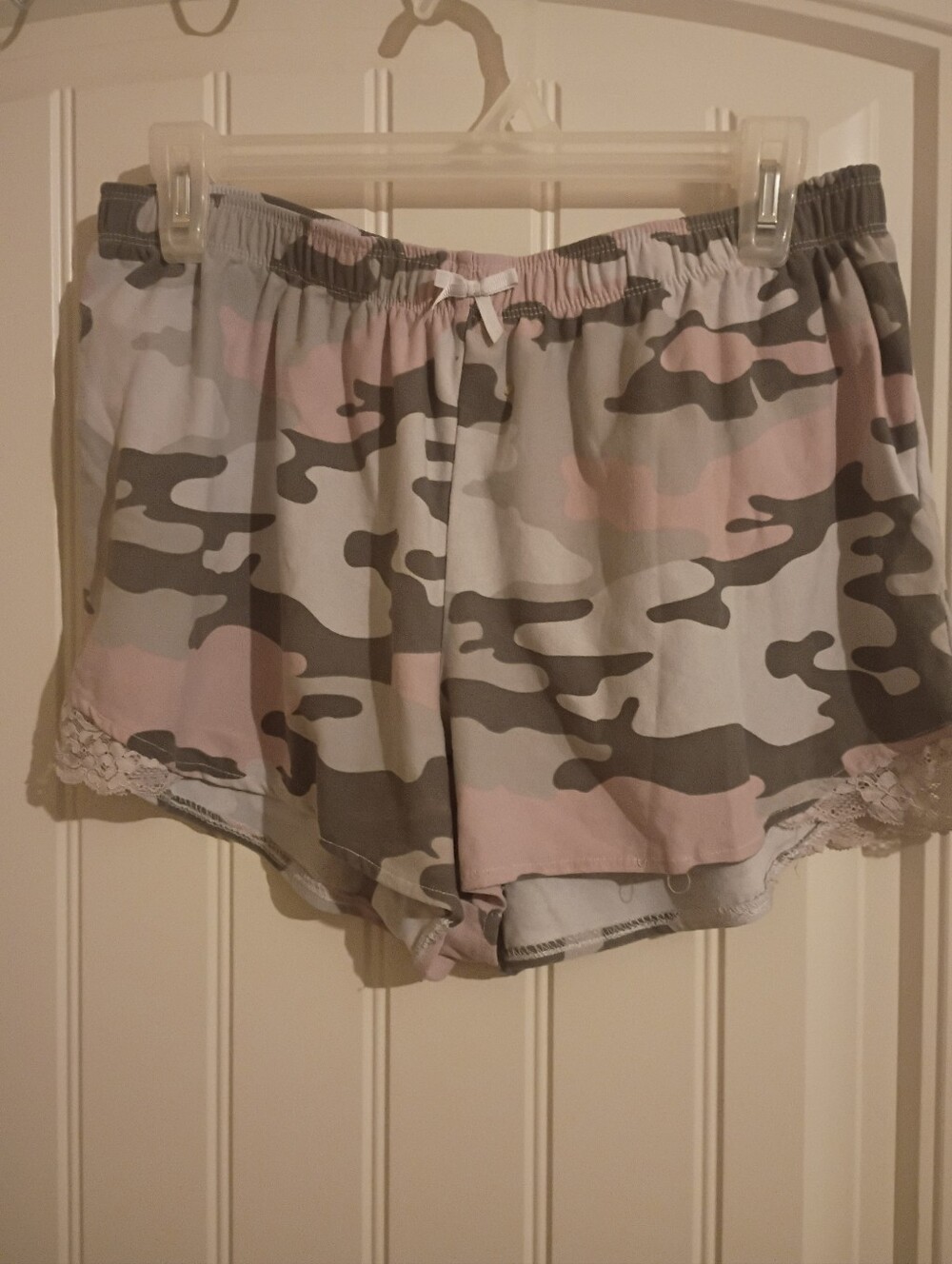 Camo Print Satin Sleep Shorts - Pink & Gray